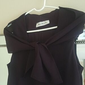 Melanie Lyne Eggplant Elegant Classy Sleeveless Dress Attached Neck Scarf Shawl